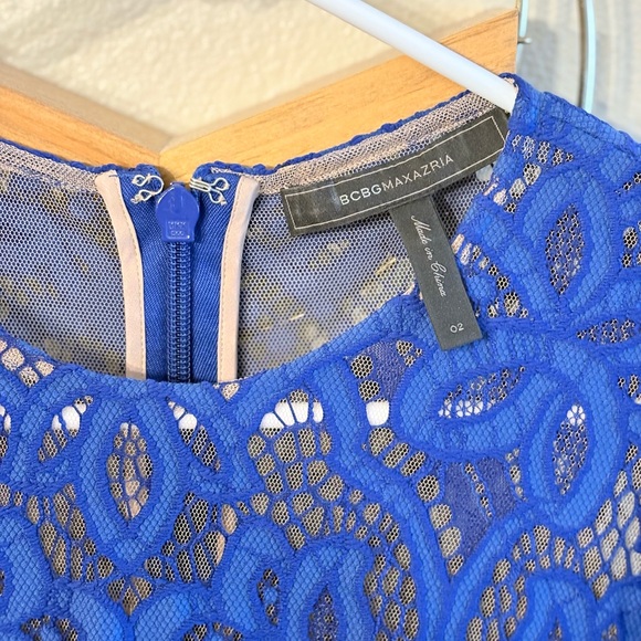 Size 2 beautiful cobalt blue mini BCBG Max Azria cocktail dress. 3/4 sleeve - Picture 3 of 3